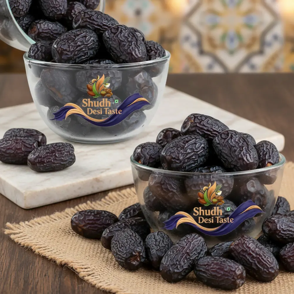 Ajwa Dates Closeup - Rich Dark Color & Texture